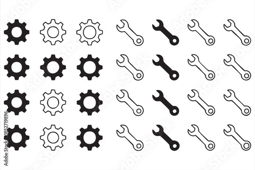 Settings and Tools Icons for App UI and System Dashboards