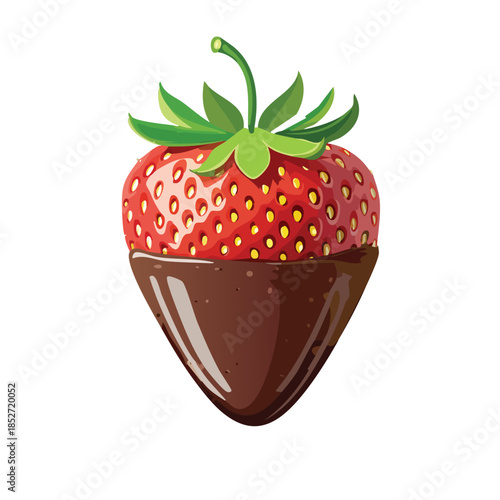 Premium Transparent Cute Chocolate Dipped Strawberry Heart Shape EPS High Quality Vector