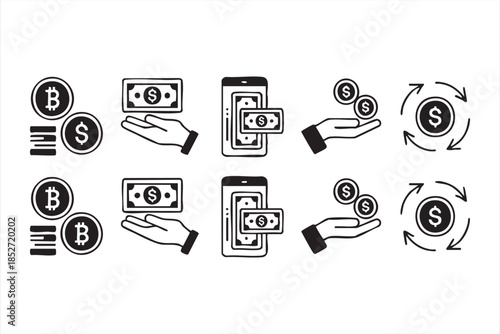 Digital Payment and Wallet Icons for Fintech Mobile Apps