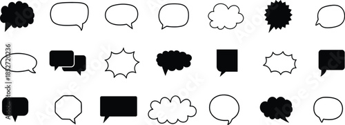 Black speech bubble collection. Set of speech bubble. Speech bubble comic.