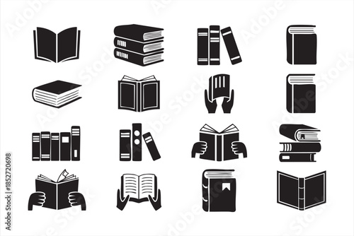 Library Book Icons for Academic and Publishing Design