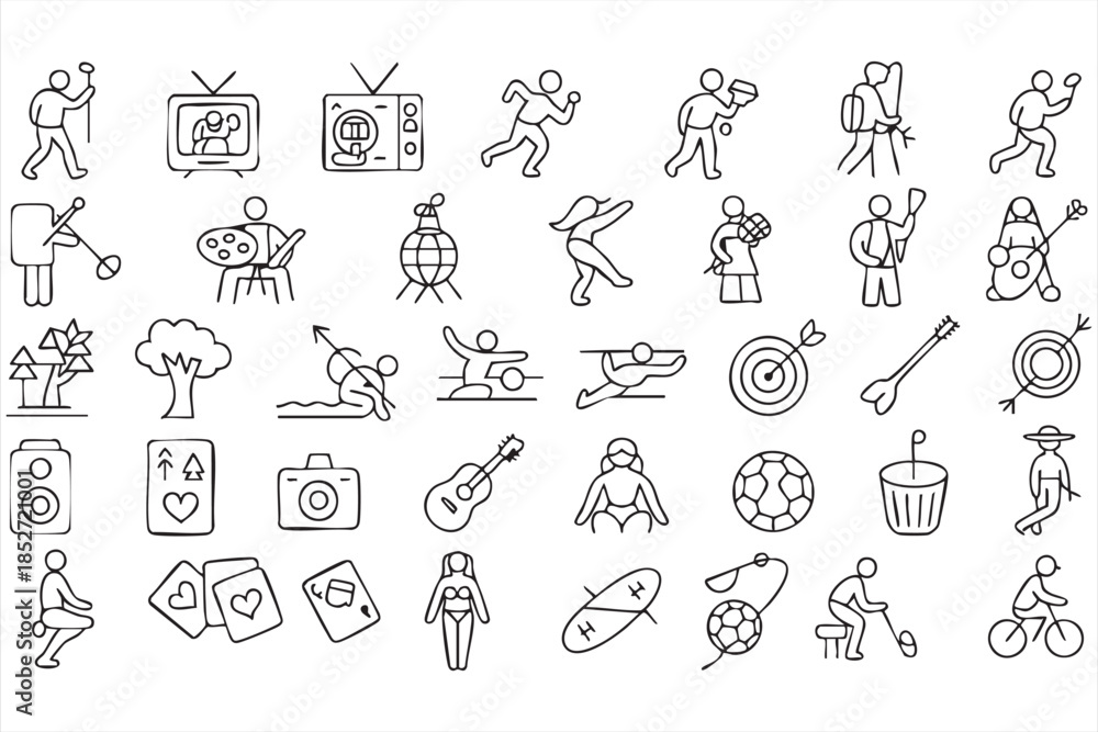 Fototapeta premium Lifestyle Activity Icons for Wellness and Fitness Platforms