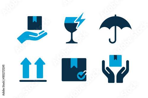 Collection of flat design weather and clothing icons isolated on transparent background