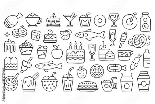 Cafe and Restaurant Food Icons for Branding and Digital Interfaces