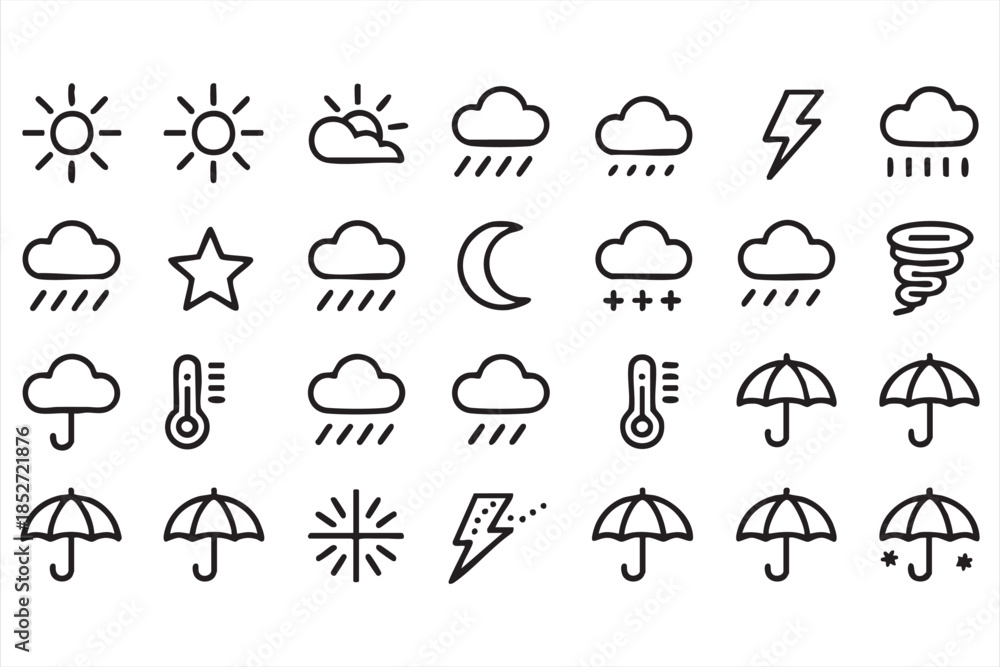 Fototapeta premium Meteorology Icons for Climate Dashboards and Forecast Platforms