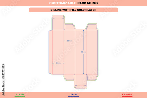 Electronic cigarette box dieline vector with custom structural design created for accurate folding layout precise die line control and packaging presentation