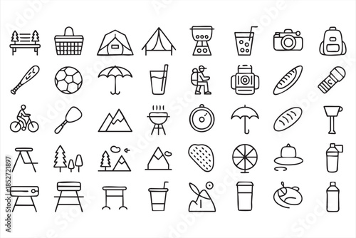 Travel and Recreation Icons for Mobile App Dashboards