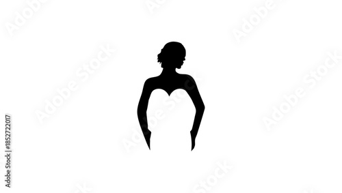 wedding dress logo, black isolated silhouette