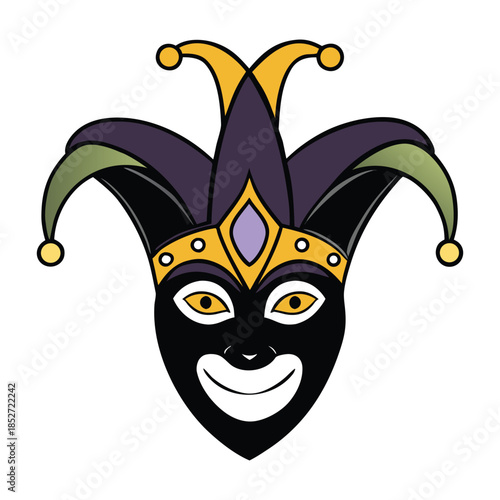 Elegant masquerade party mask adorned with gold filigree, feathers, and jewels, hiding mystery and allure, perfect for glamorous balls and midnight celebrations.
