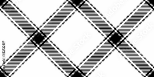 Square pattern texture check, commercial tartan vector background. Pretty plaid textile seamless fabric in white and black colors.
