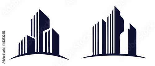 Modern city skyline vector icons abstract buildings real estate architecture urban graphic design