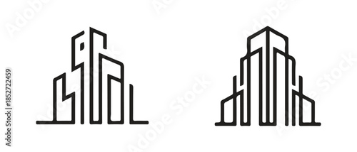 Abstract line art buildings architecture illustration representing urban skyline modern design vector