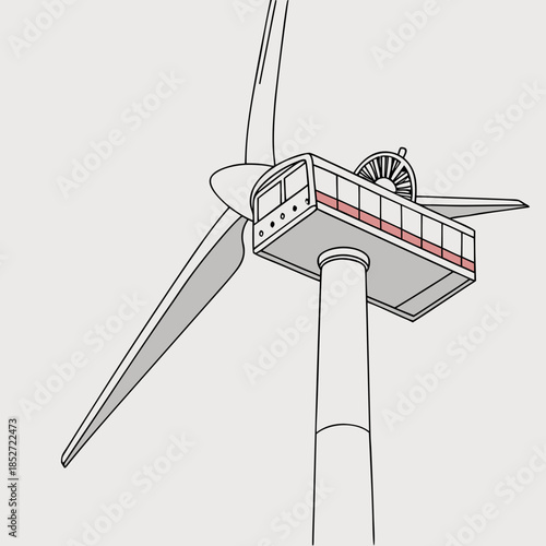 Wind turbine tower with nacelle and blades renewable energy 1