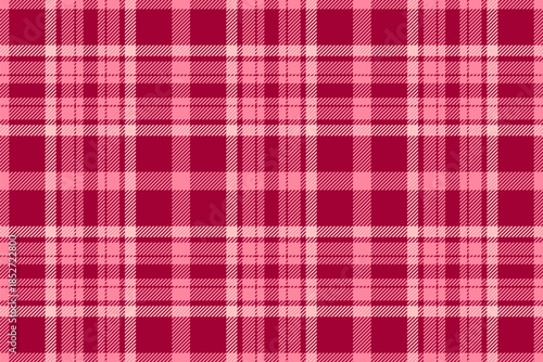 Designer seamless check tartan, king background pattern plaid. French textile vector fabric texture in red and light colors.