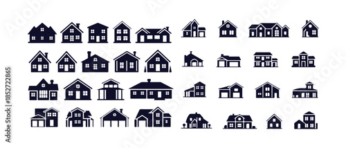 Extensive collection of house silhouettes showcasing a wide range of residential architectural styles