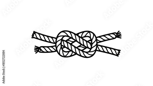 Detailed illustration of a complex rope knot on a white background for design and educational purposes with frayed ends