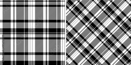 Background check pattern of vector fabric plaid with a seamless textile tartan texture. Set in monochrome colors. Interior design inspiration.