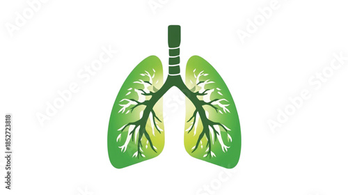 Stylized Green Human Lungs with Tree Structure, Symbolizing Clean Air and Respiratory Health on Black