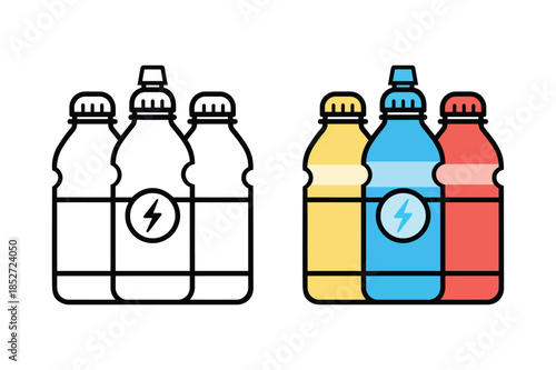 energy drink bottles pack vector icon set