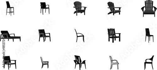 Variety of chair silhouettes in different styles and angles