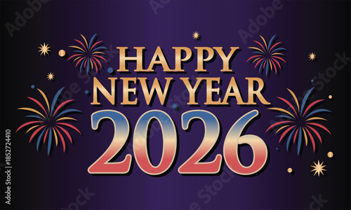 Happy new year 2026 typography icon