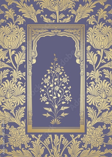 wedding card design, paisley floral pattern , India	