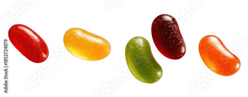 Wallpaper Mural Five colorful oval candies arranged on a black background Torontodigital.ca