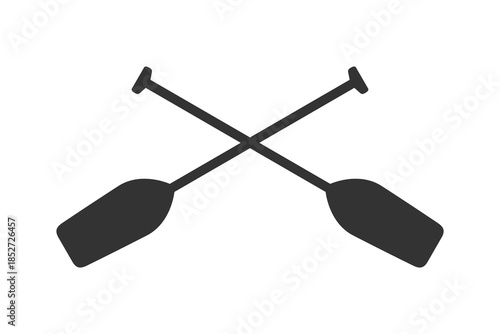 Crossed oars graphic icon. Two boat paddles sign isolated on white background. Vector illustration