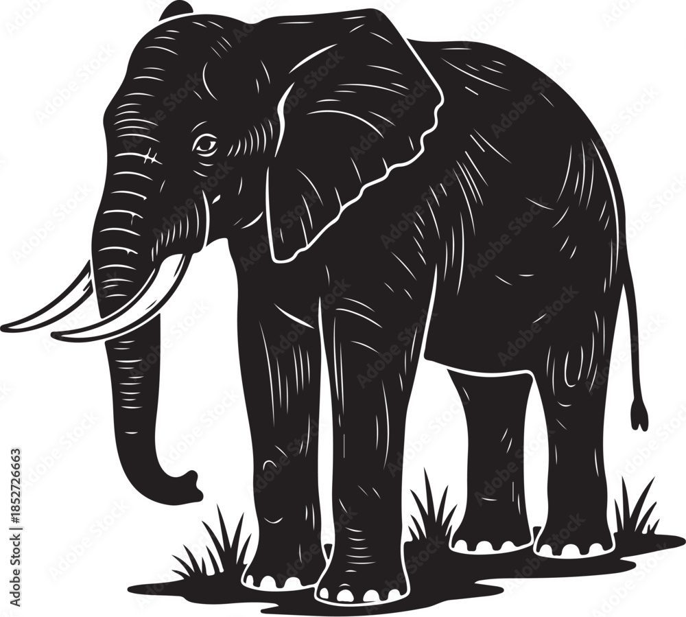 Obraz premium Ornate Mandala Elephant Line Art Illustration