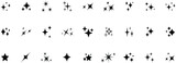 Sparkle star icon set. Simple star burst symbol. Vector set of different black sparkles icons on transparent background.