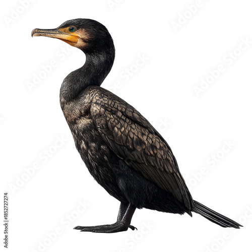 Black crowned night heron black crowned crane and great cormorant isolated on white background