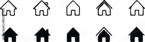 black black line house icons set vector illustration design image