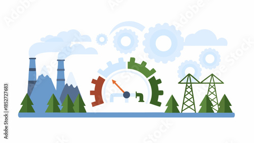 Industrial impact on environment factory power lines and ecological consequences
