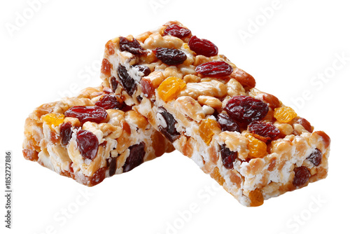 Nutty energy bar isolated on transparent background