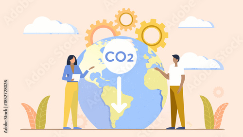 Addressing climate change people working to reduce carbon dioxide emissions globally