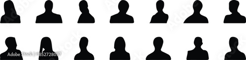 avatar profile black icons set silhouette man woman vector design illustration 