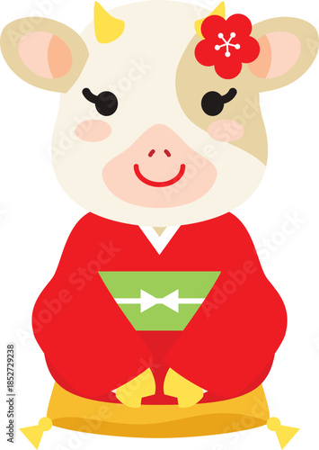 丑年のかわいい牛のイラスト