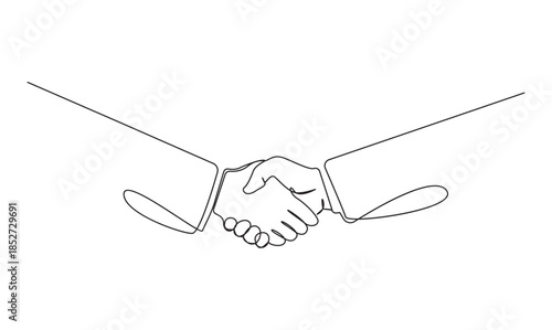Continuous line drawing of a business handshake