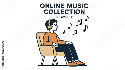 A person listens to music from an online collection playlist.