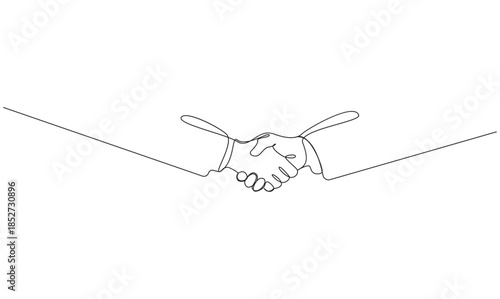 Continuous line drawing of a business handshake