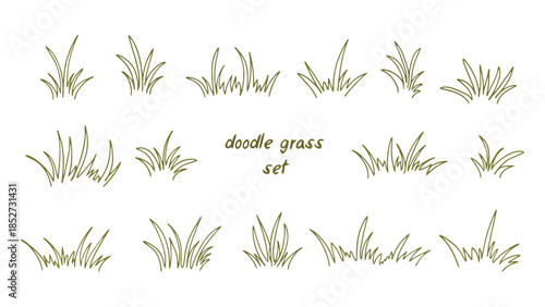 Whimsical hand-drawn grass illustrations in a simple, clean set