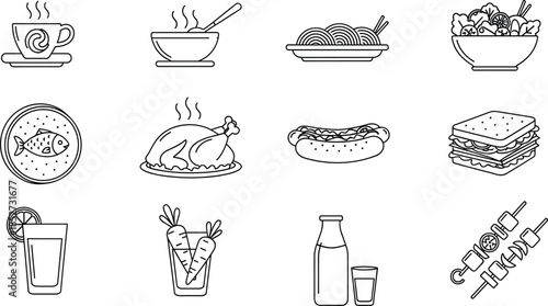 Black and White Food and Drink Icons