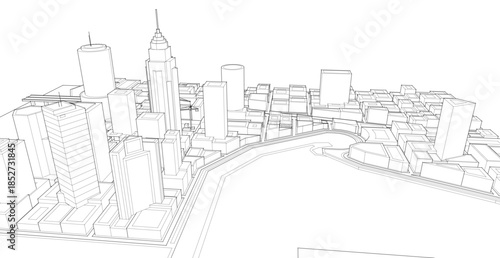 city ​​metropolis sketch 3d illustration