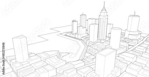city ​​metropolis sketch 3d illustration