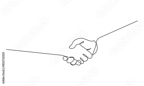 Continuous line drawing of a business handshake