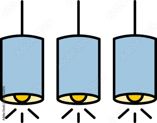 Three blue cylinders with yellow eyes on black background