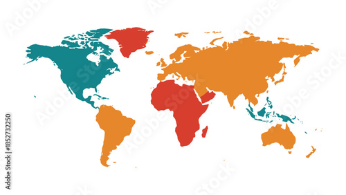 A colorful world map illustration showing continents in different colors.