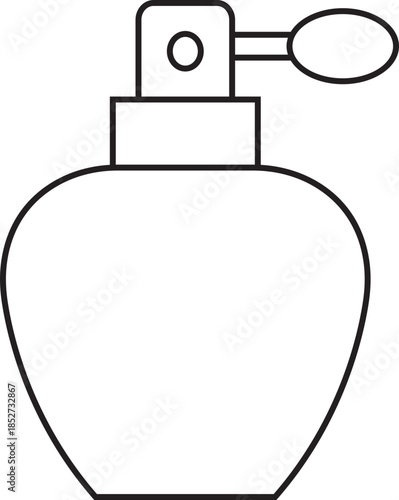 Perfume bottle line icon. Vector graphic illustration depicting fragrance scent spray atomizer beauty cosmetic minimalist black silhouette design element luxury isolated on transparent background.