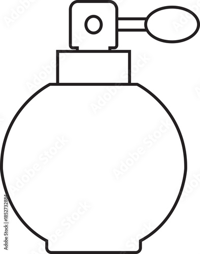 Perfume bottle line icon. Vector graphic illustration depicting fragrance scent spray atomizer beauty cosmetic minimalist black silhouette design element luxury isolated on transparent background.