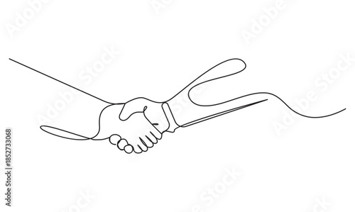 Continuous line drawing of a business handshake